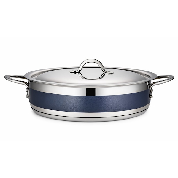 Bon Chef Country French 2 Pot W/Cover 12 3/8" Dia X 3" 6 Qt - Cobalt Blue 71030-CF2-CB - main